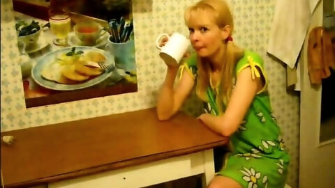 Blonde Girl Fucked At Kitchen Table