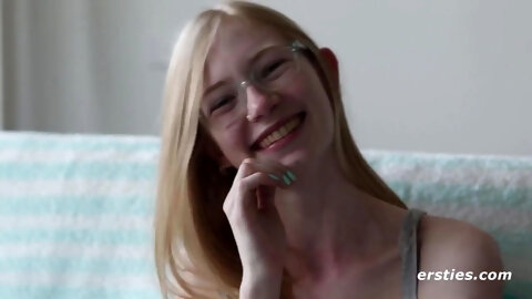 Cute Petite Blond Hair Babe Masturbates On Her Deck