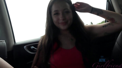 Outdoors POV video of skinny Mi Ha Doan showing her fuck hole