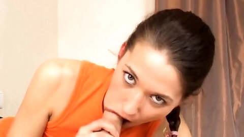 Glorious brunette russian girlie Marusia's copher is drilled