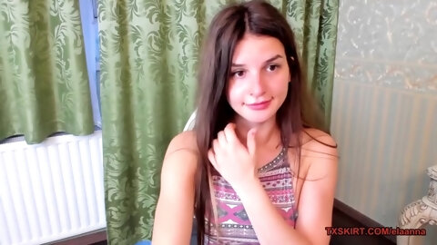 Hot brunette babe lifting her miniskirt