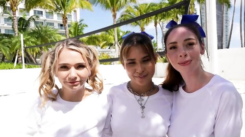 An old man fucking three teen bffs and makes them squirt