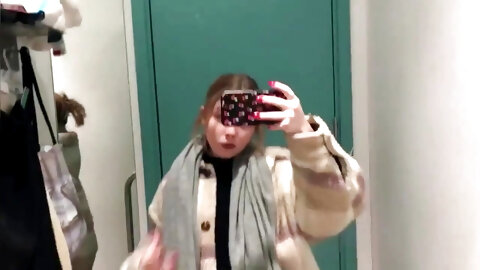 The Blonde Siberian Bitch Ayah Sparks Masturbates in the Fitting Room and Fucks with the Seller