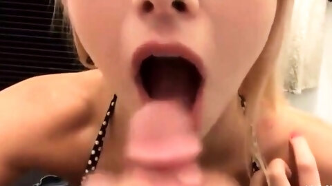 Blonde college girl sucks and rides cock in changing room