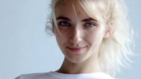 Skinny Blonde Teenie Strips Naked Solo