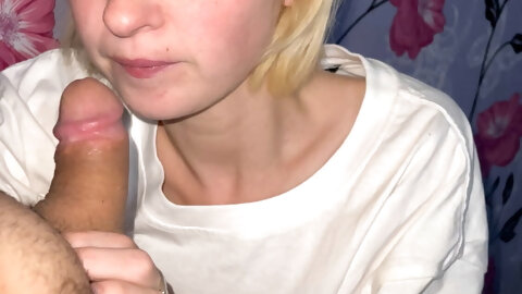 Blonde Girlfriend giving me a blowjob