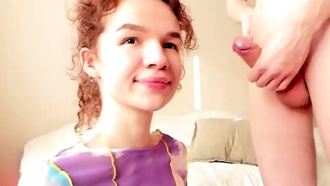 Small tit brunette gives a nice hard blowjob and fuck